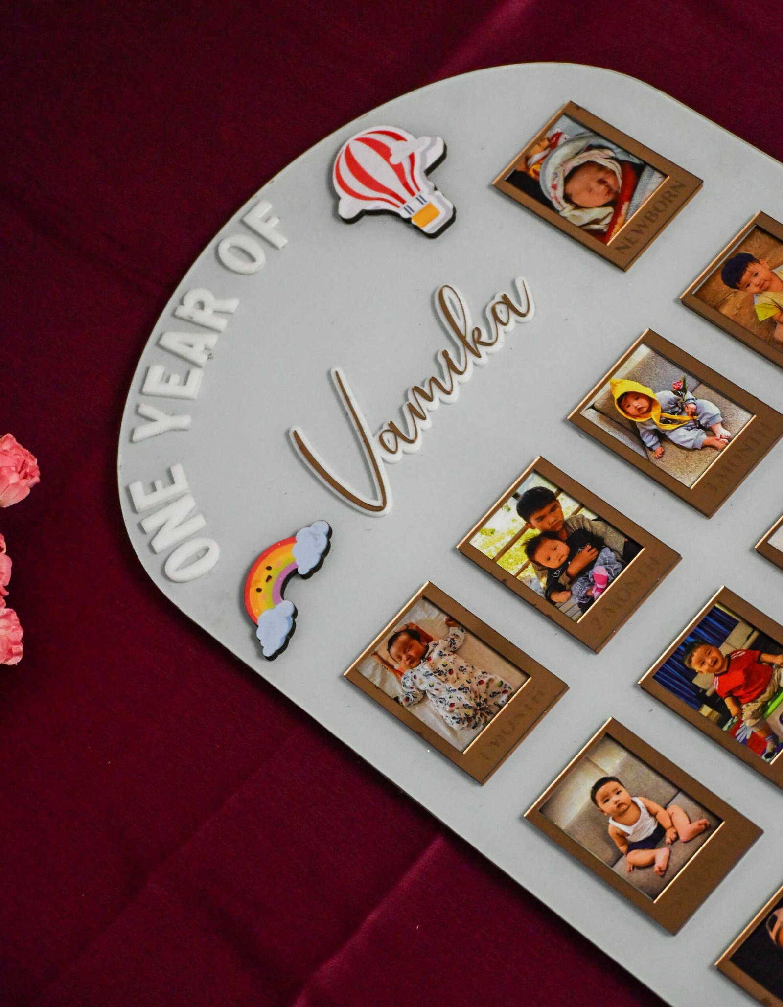 Arch Baby Photo Board Ice Blue,Beige,Maroon - Image 3