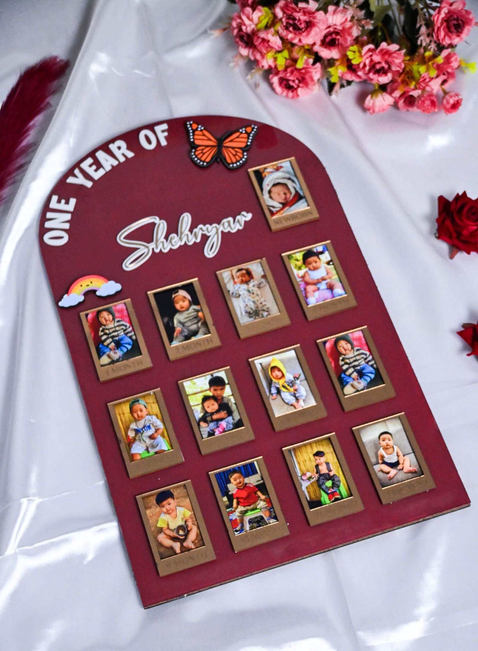 Arch Baby Photo Board Ice Blue,Beige,Maroon - Image 6