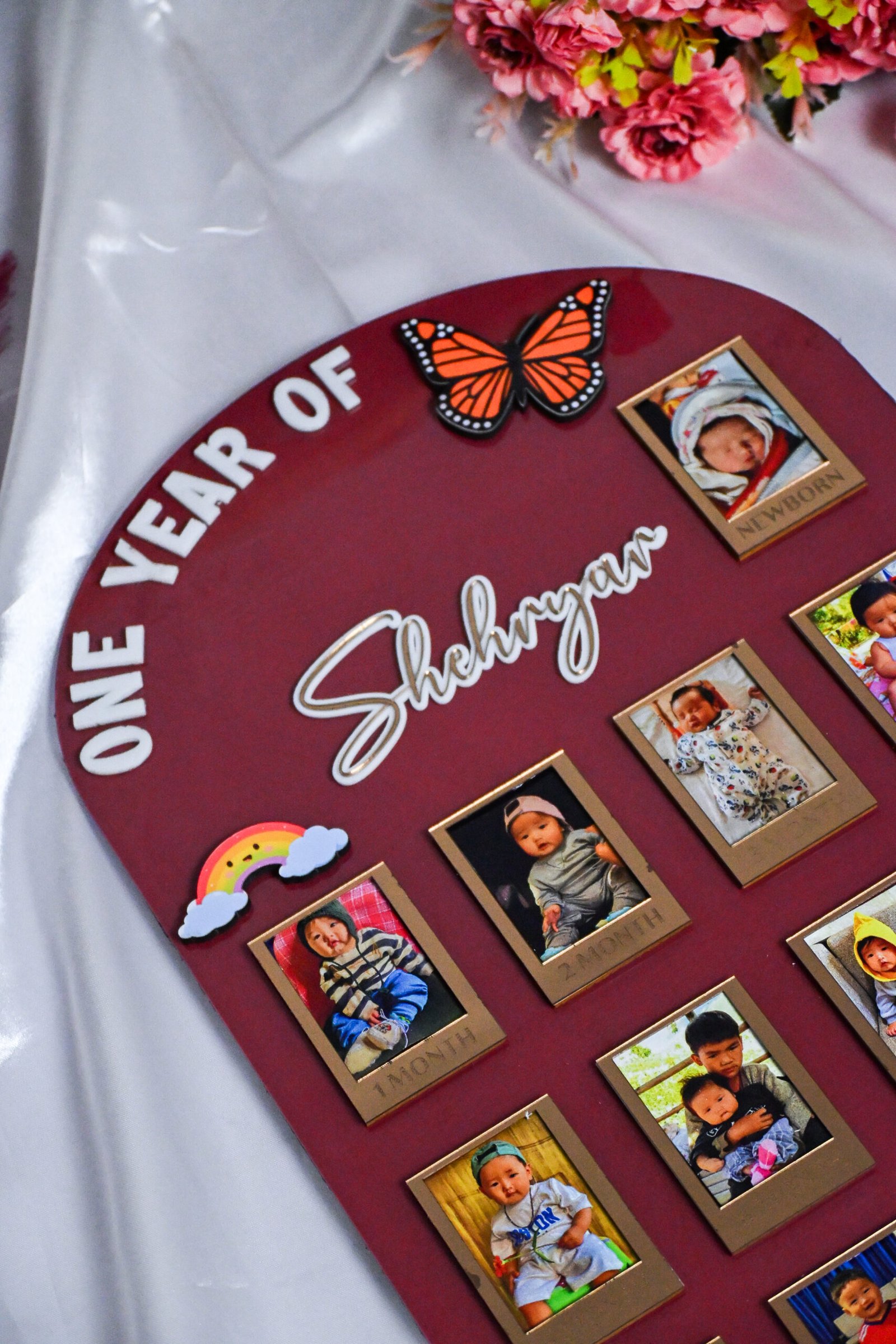 Arch Baby Photo Board Ice Blue,Beige,Maroon - Image 5