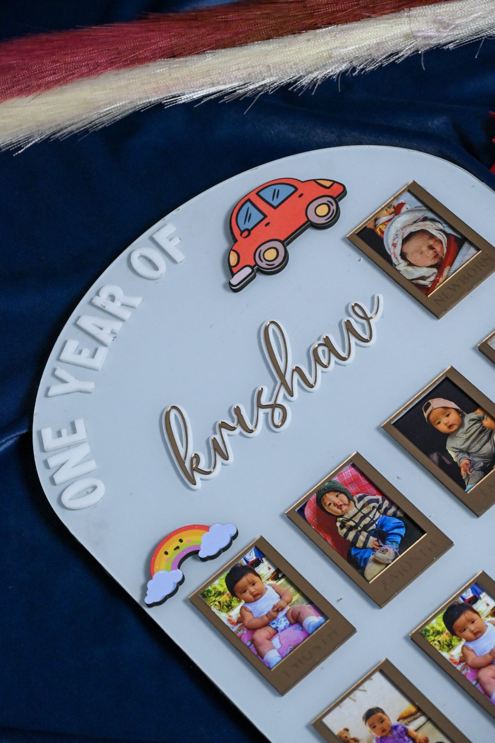 Arch Baby Photo Board Ice Blue,Beige,Maroon - Image 2