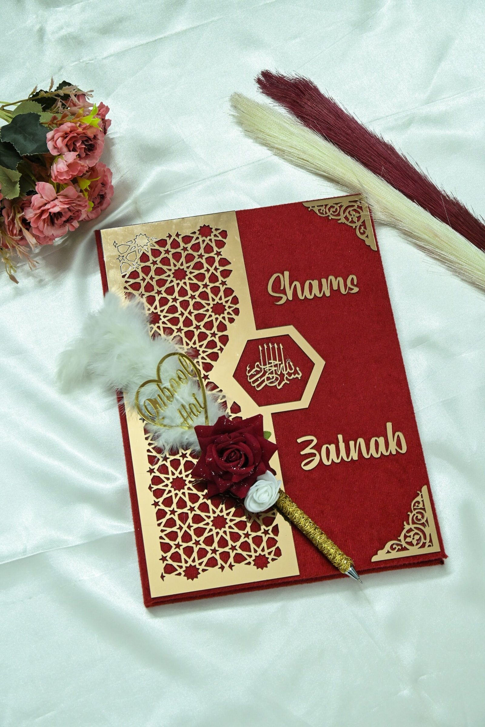 Star Design Nikah Nama Red,Navy Blue