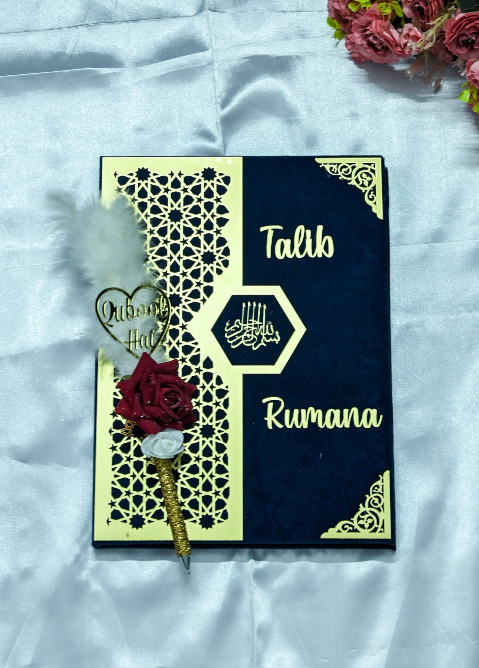 Star Design Nikah Nama Red,Navy Blue - Image 4